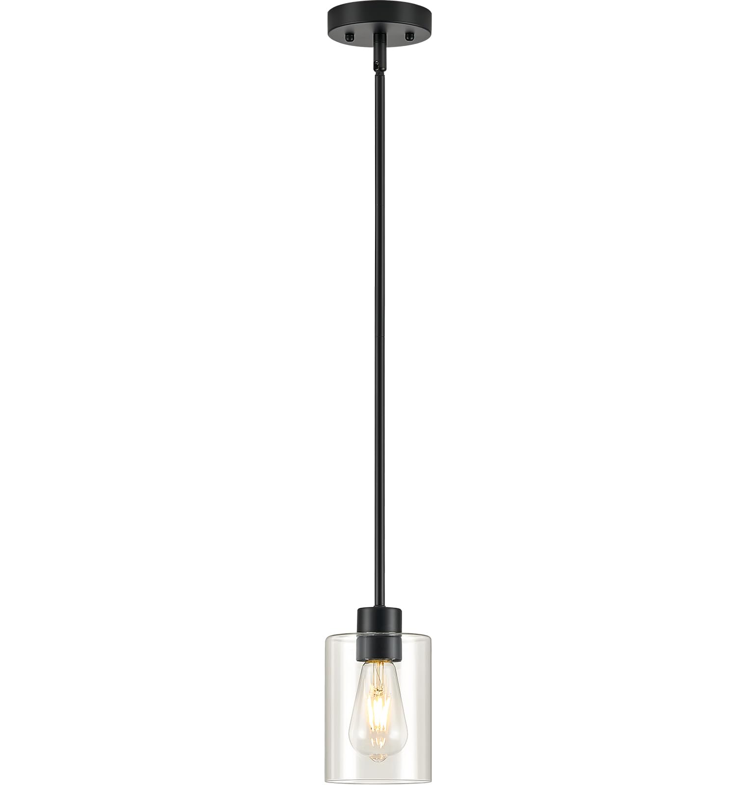 Modern Farmhouse Clear Glass Adjustable Black Pendant Lights