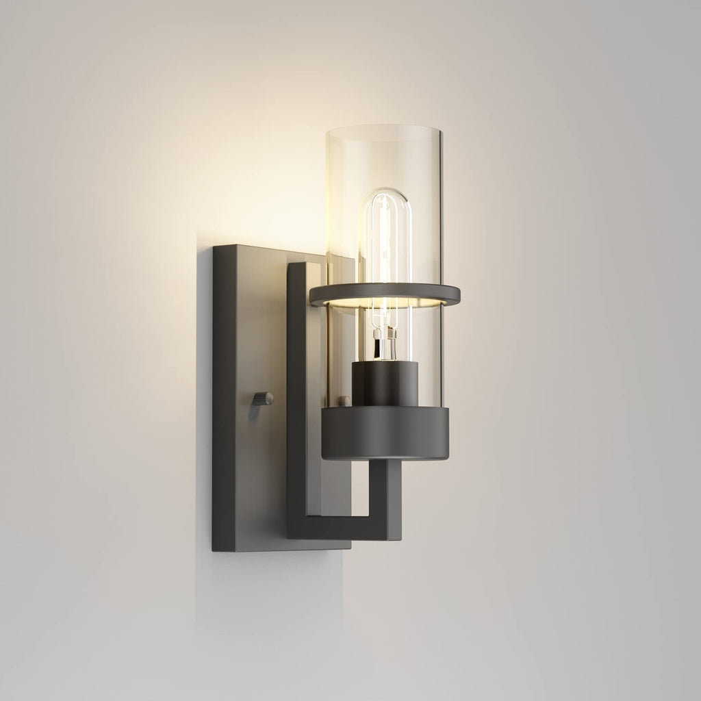 Clear Glass Black Farmhouse Bathroom Wall Sconces