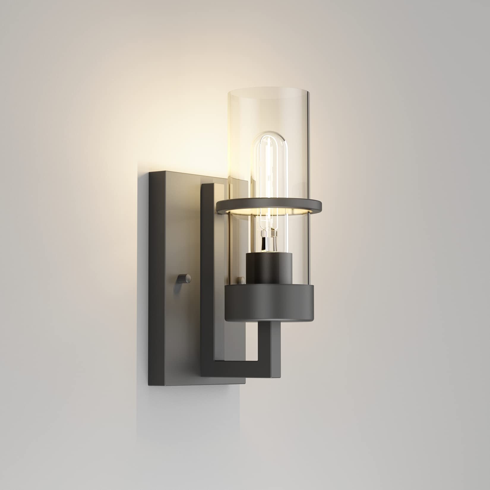 Clear Glass Black Farmhouse Bathroom Wall Sconces