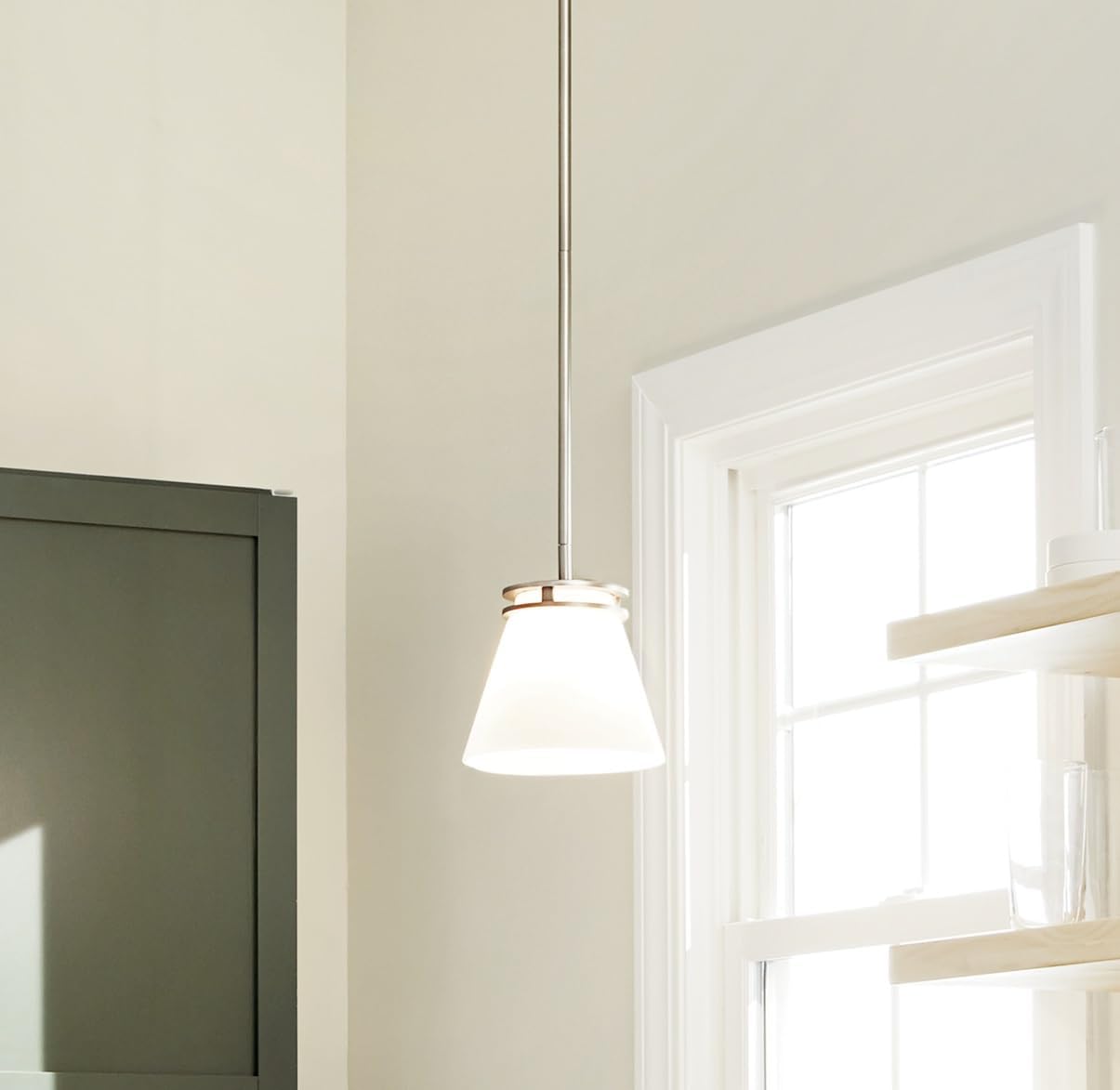 Brushed Nickel Opal Glass Mini Kitchen Pendant Light