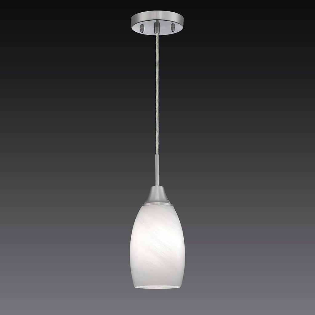Handblown Swirl Glass 4.72" White Mini Pendant Light