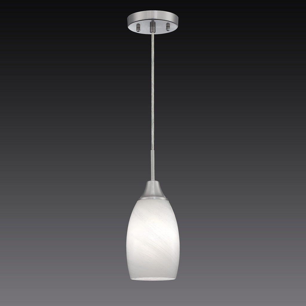 Handblown Swirl Glass 4.72" White Mini Pendant Light