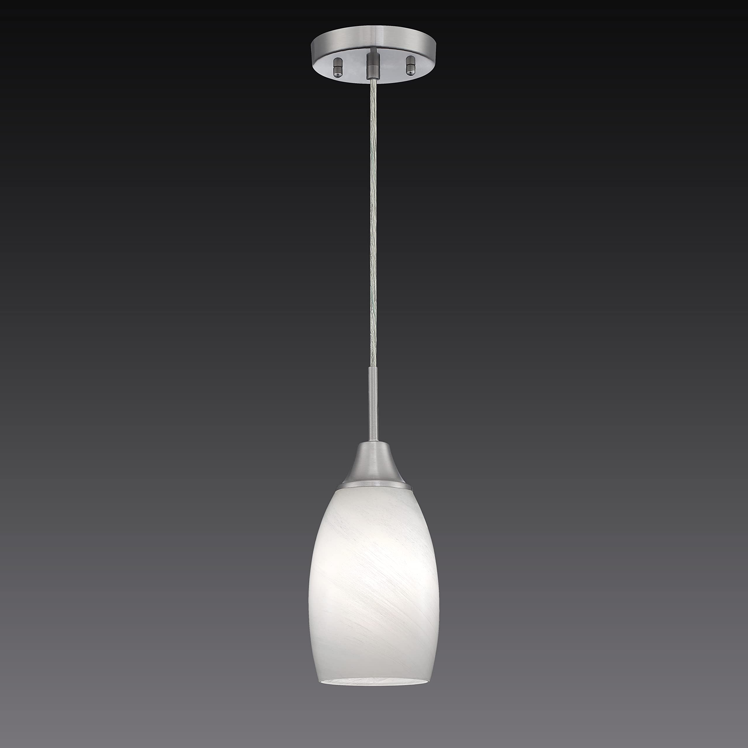 Handblown Swirl Glass 4.72" White Mini Pendant Light