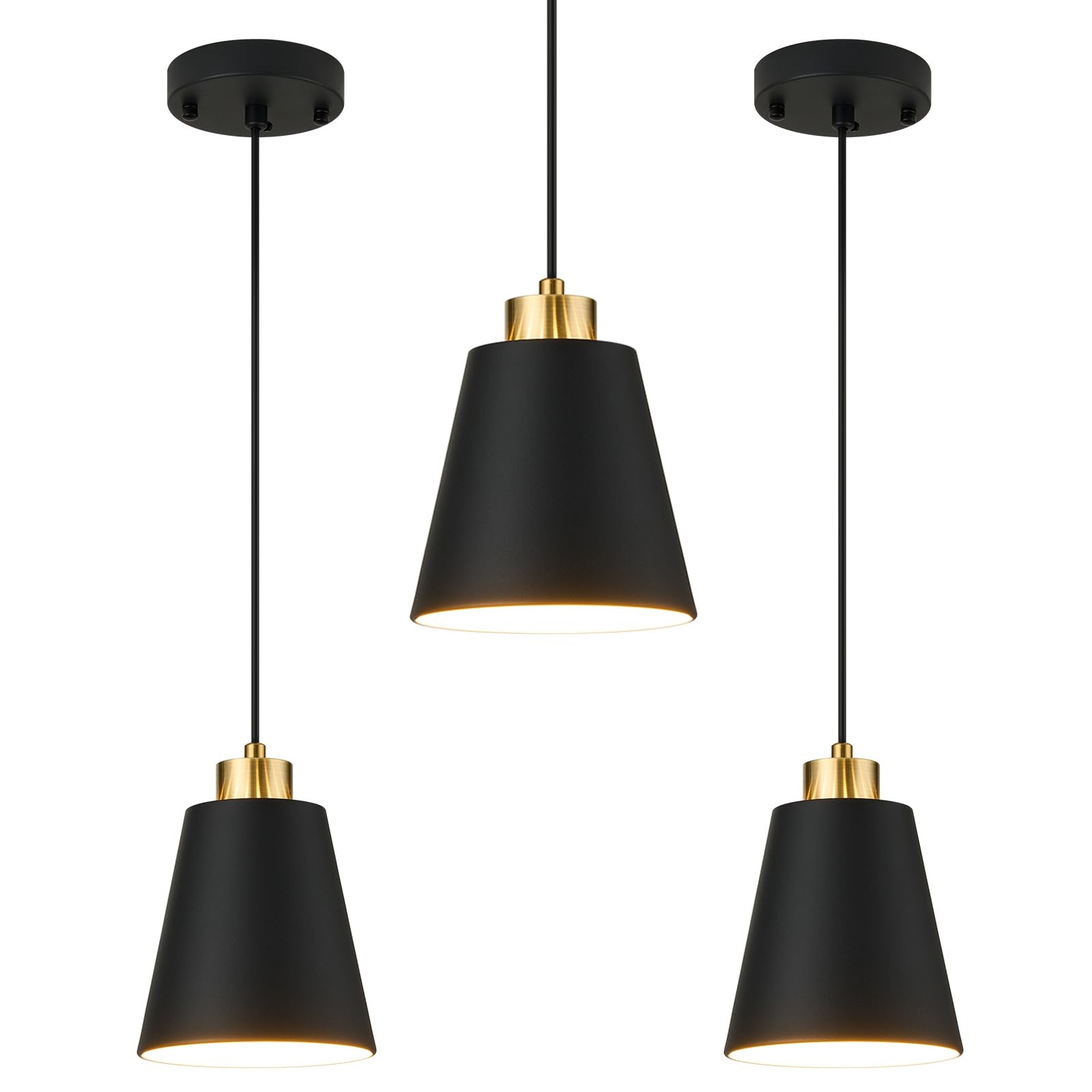 Cone Matte Black 7.87in Adjustable Pendant Light