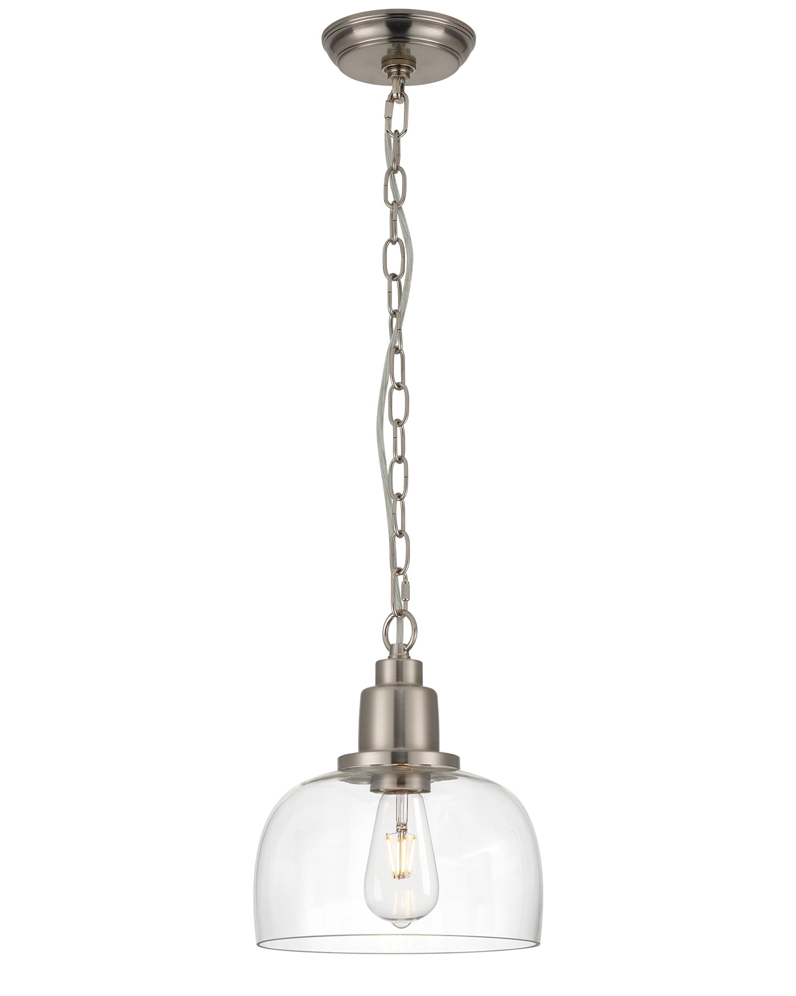 Vintage Farmhouse 9.3" Seeded Glass Bronze Pendant Light