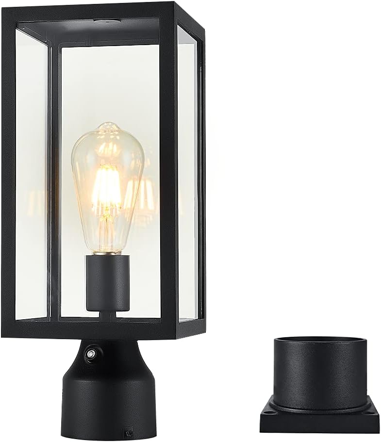 15 Inch Black Dusk Dawn Aluminum Post Lantern