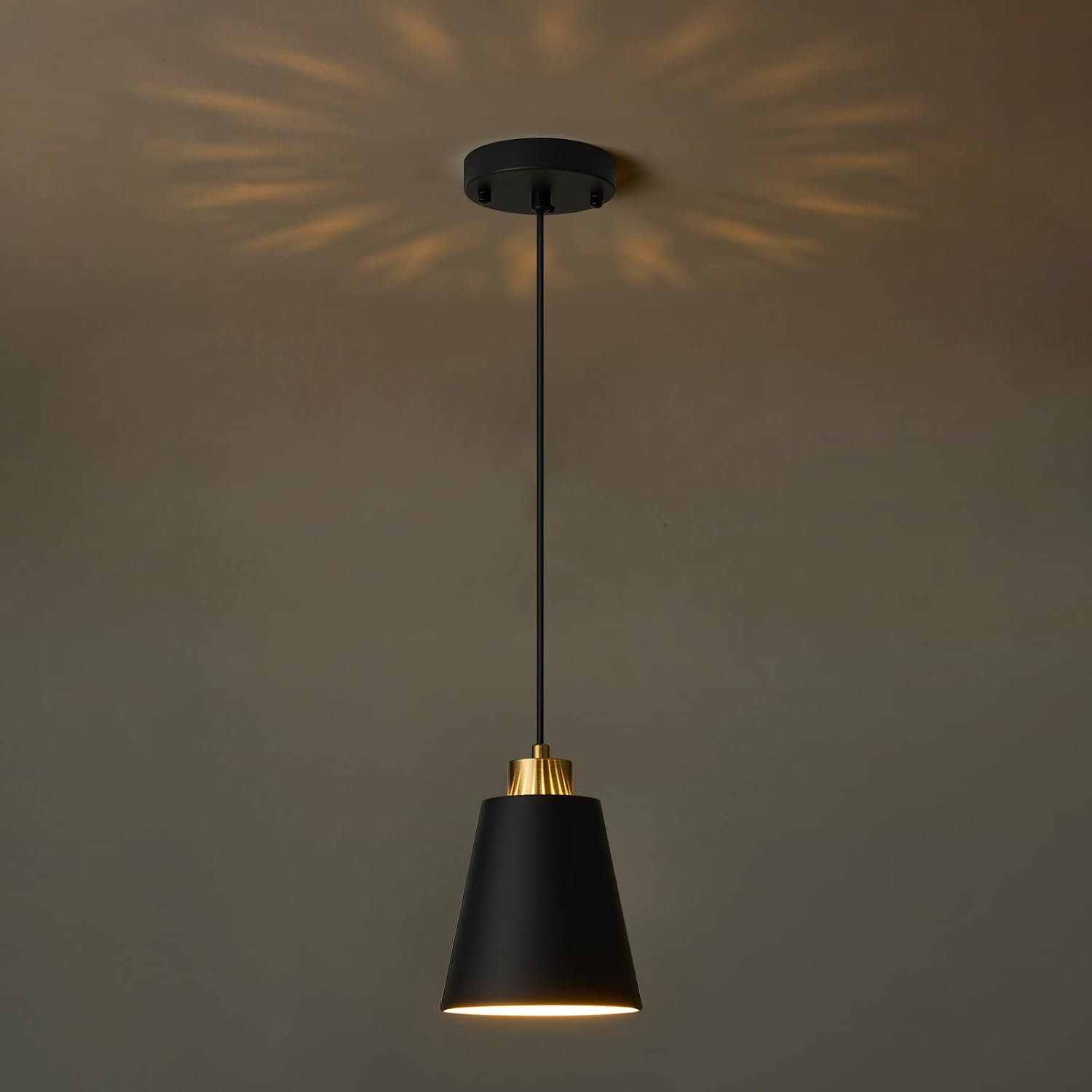 Cone Matte Black 7.87in Adjustable Pendant Light