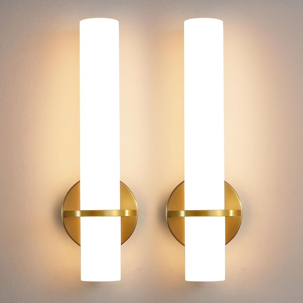 Gold Dimmable LED Acrylic Wall Sconces Set Two