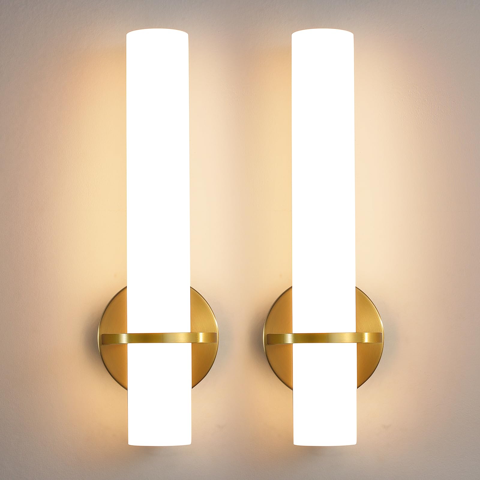 Gold Dimmable LED Acrylic Wall Sconces Set Two