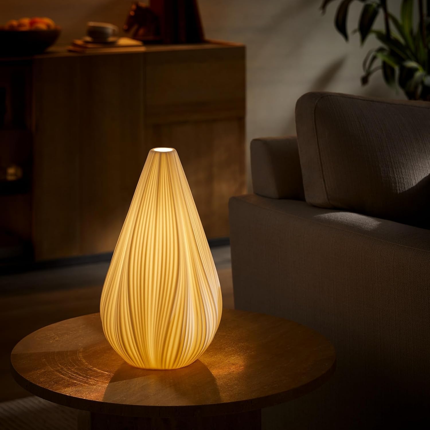 Dimmable White Ceramic Handcrafted Bedside Lamp