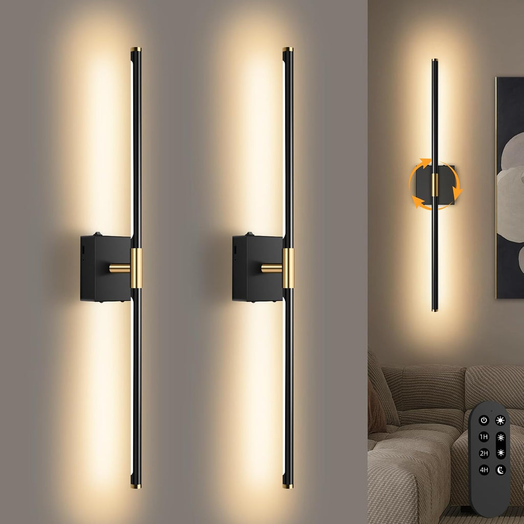 360 Rotatable Rechargeable Dimmable LED Wall Sconces Set