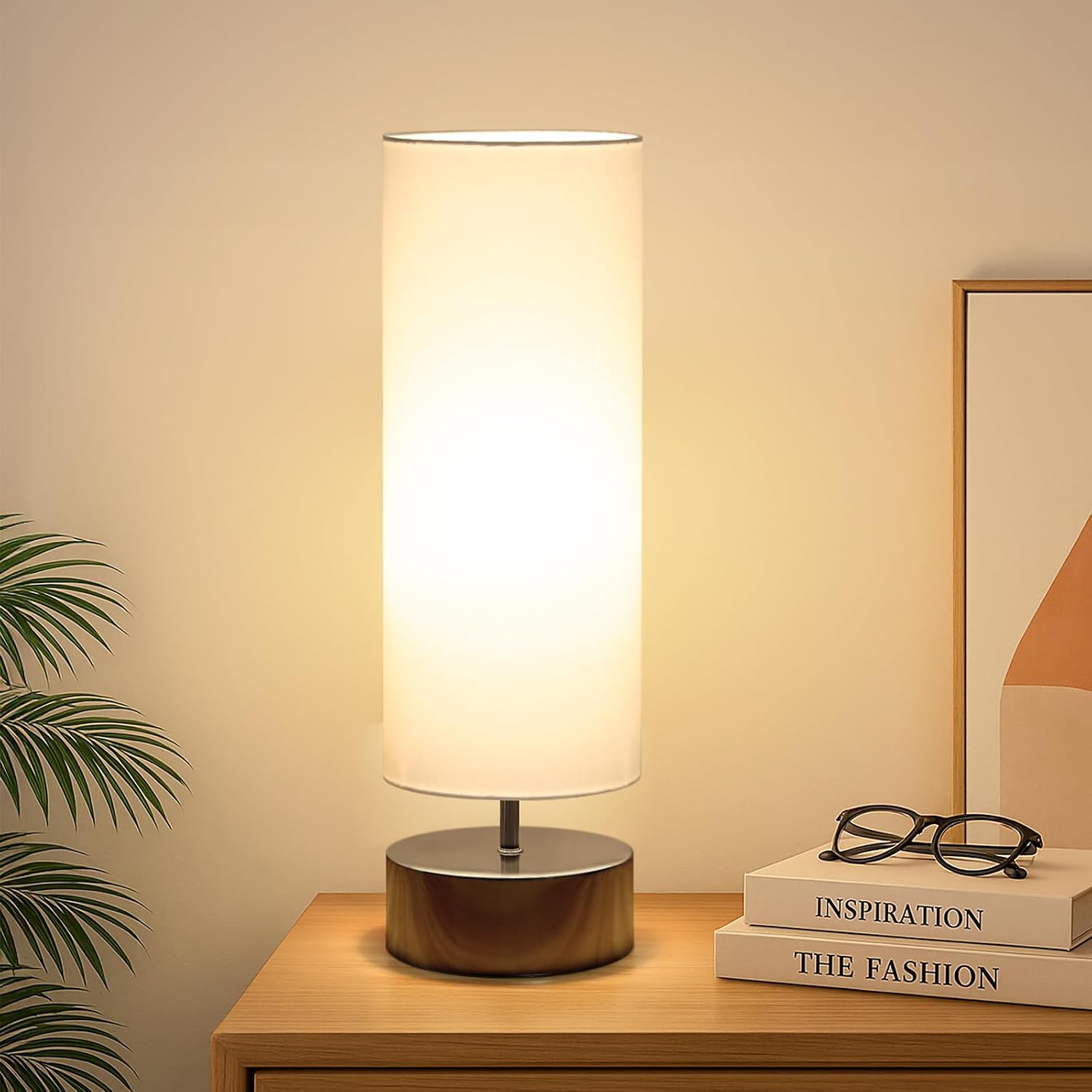 Touch Dimmable Fabric Shade Bedside Table Lamp