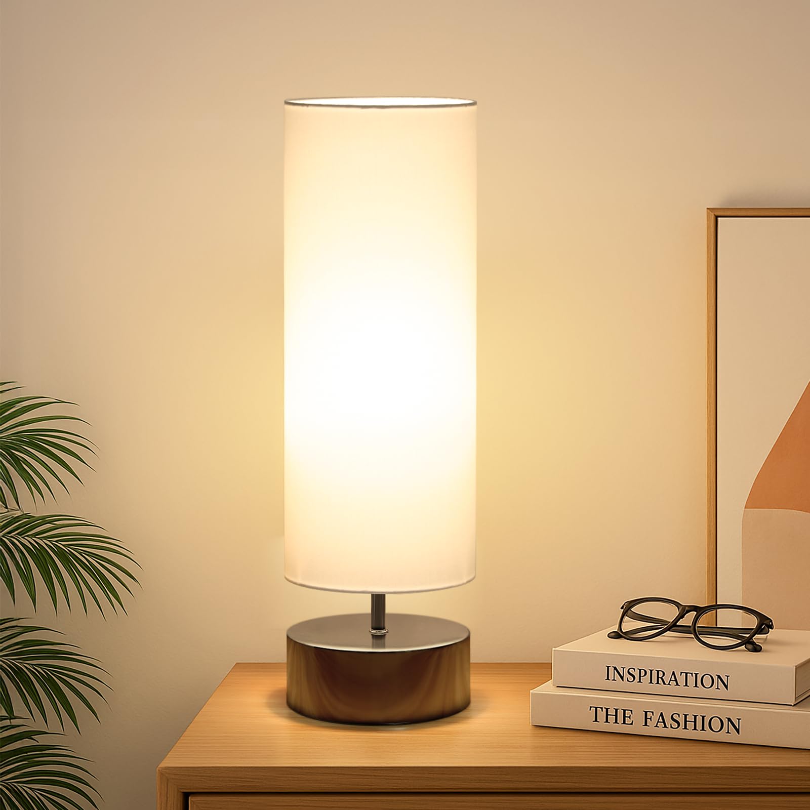 Touch Dimmable Fabric Shade Bedside Table Lamp