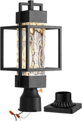Black Water Glass Dusk Dawn Outdoor Post Lamp