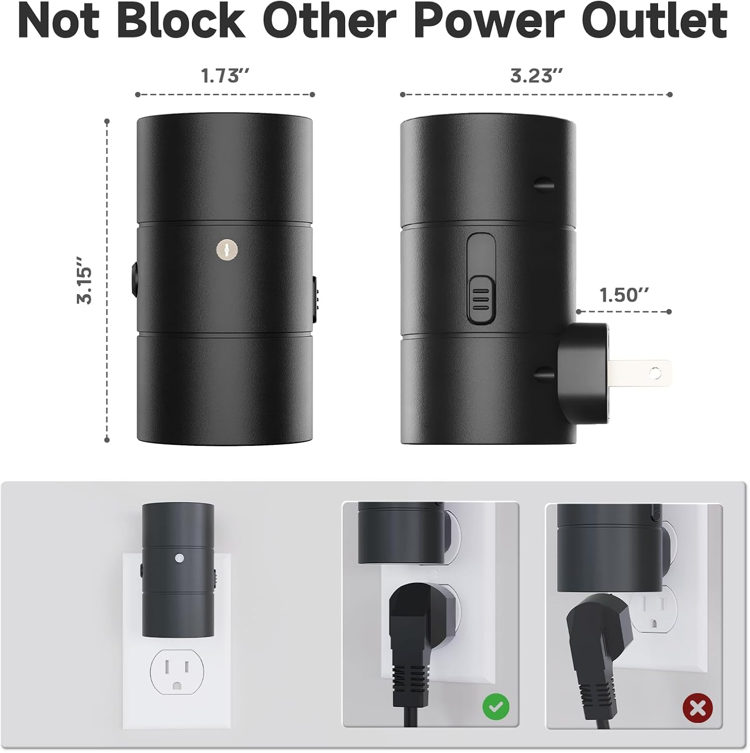 Dimmable Sensor 3-Color Slim Plug-In Black Night Lights