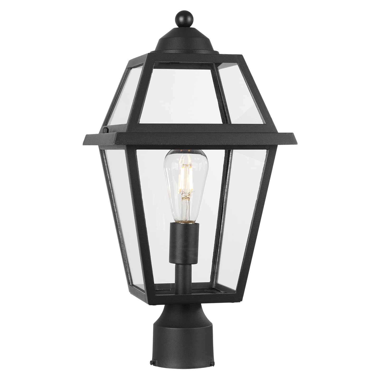 Black Seeded Glass Modern Outdoor Post Lantern