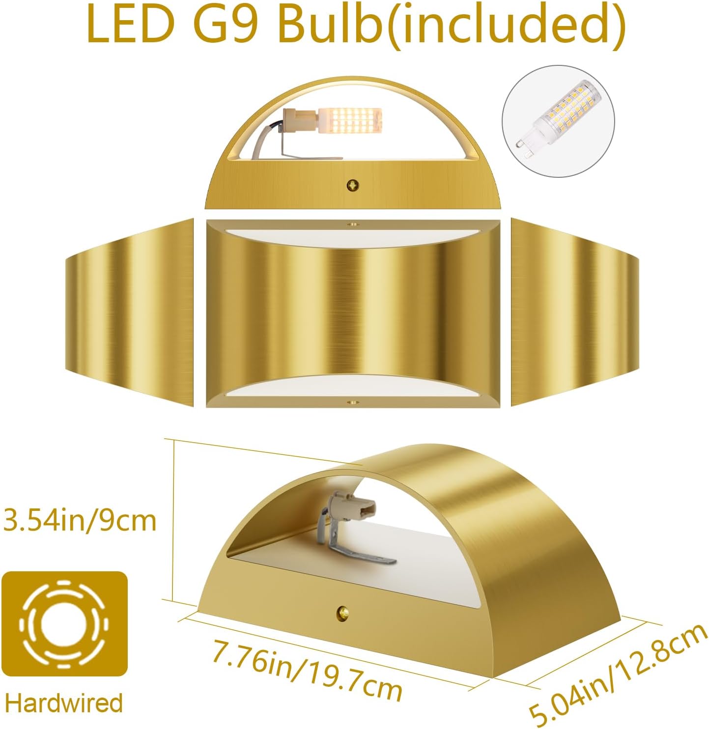 Up Down Brushed Gold 3000K Indoor Wall Sconces