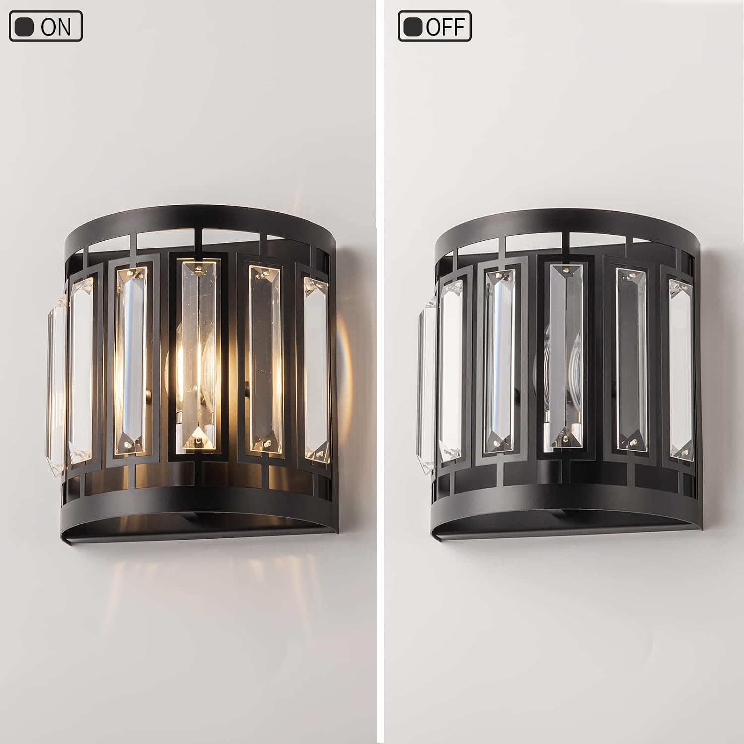 K9 Crystal Black Modern Bedroom Wall Sconce