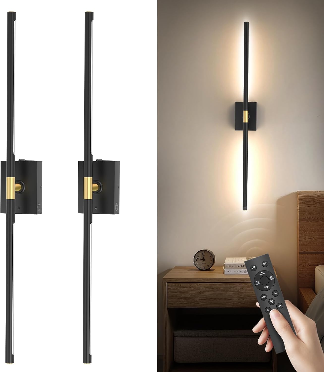 Rotatable Remote Dimmable Rechargeable Wall Sconces