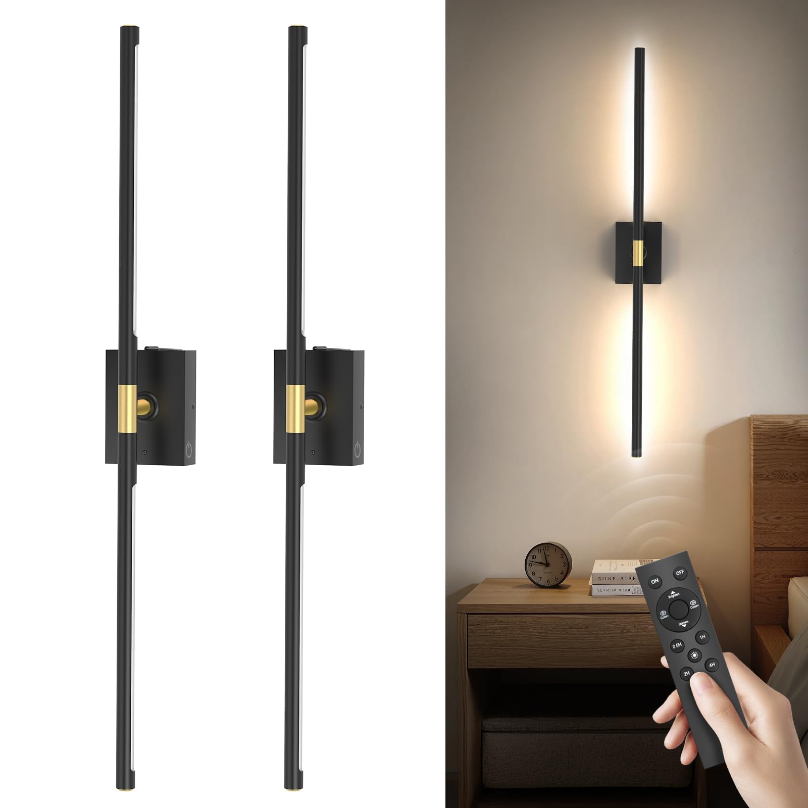 Rotatable Remote Dimmable Rechargeable Wall Sconces