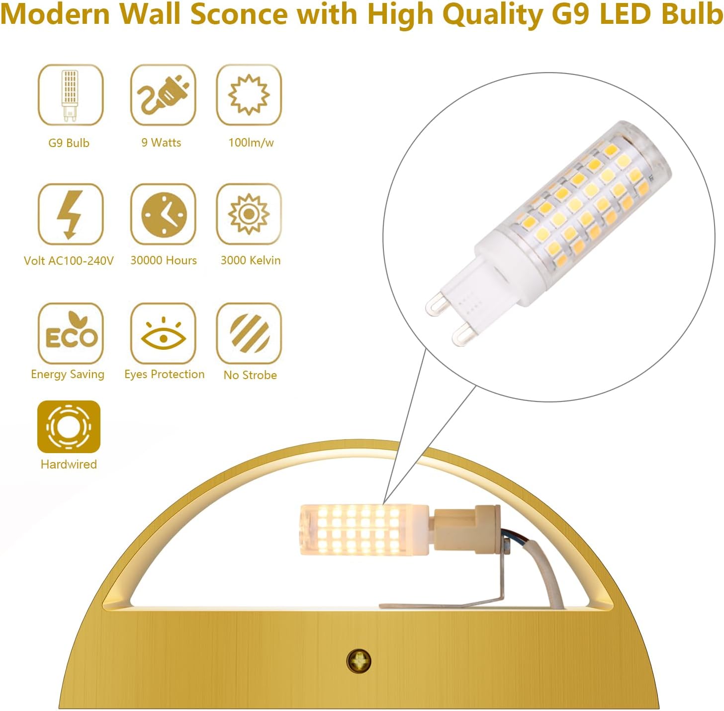 Up Down Brushed Gold 3000K Indoor Wall Sconces