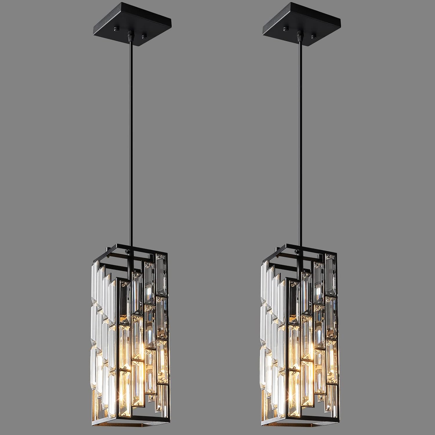Adjustable Black Crystal Mini Modern Pendant Lights