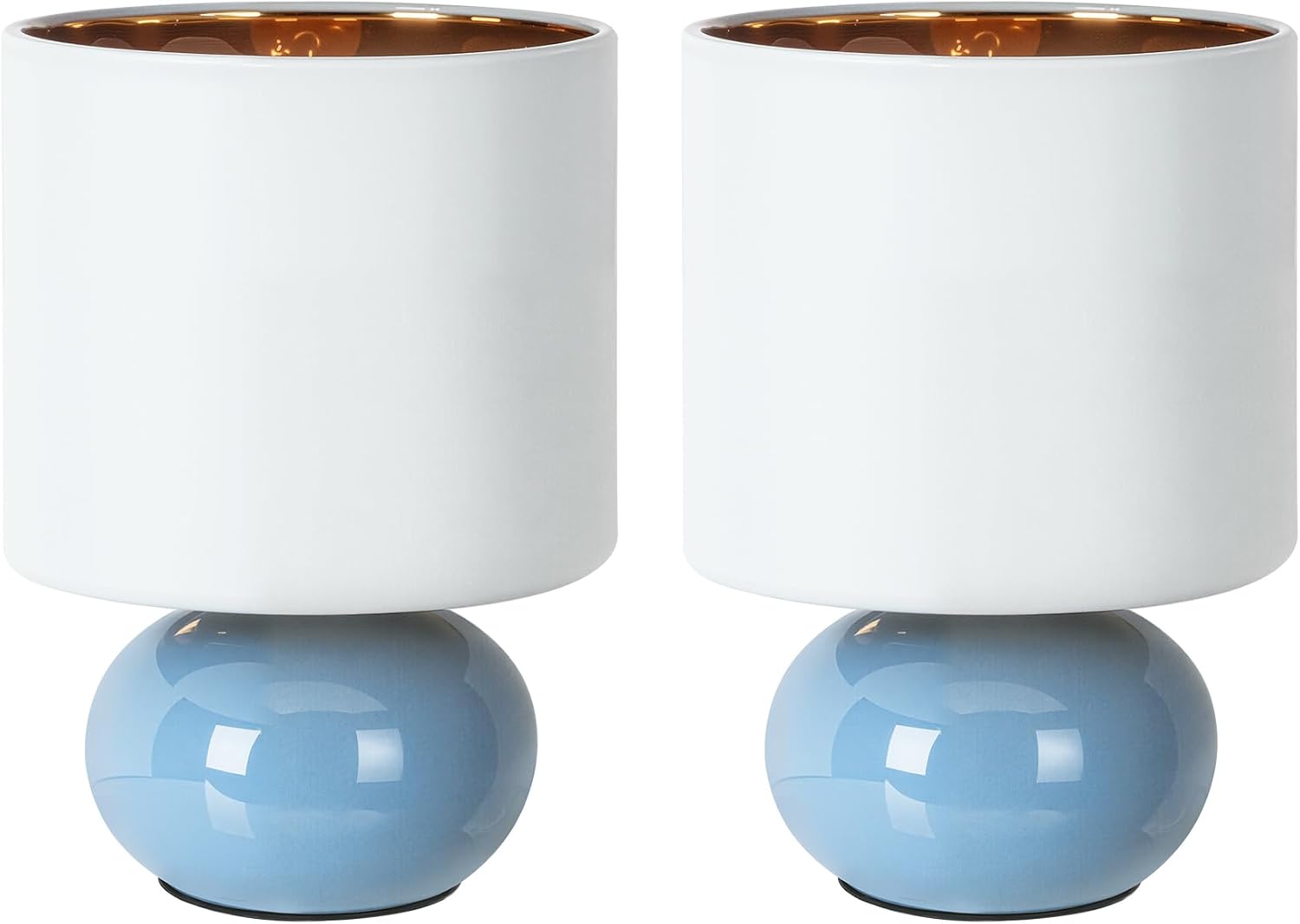 Blue Ceramic Bedside Table Lamps Set of Two