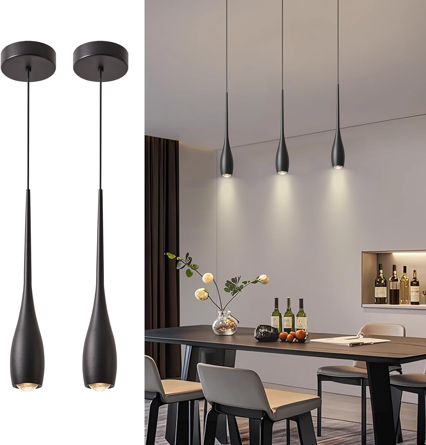 Dimmable Modern Black LED Mini Pendant Lights