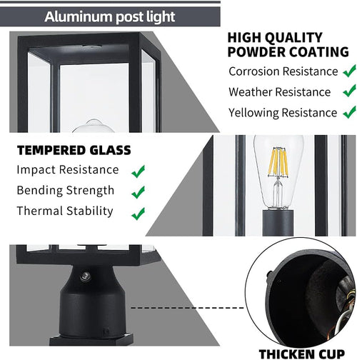 15 Inch Black Dusk Dawn Aluminum Post Lantern