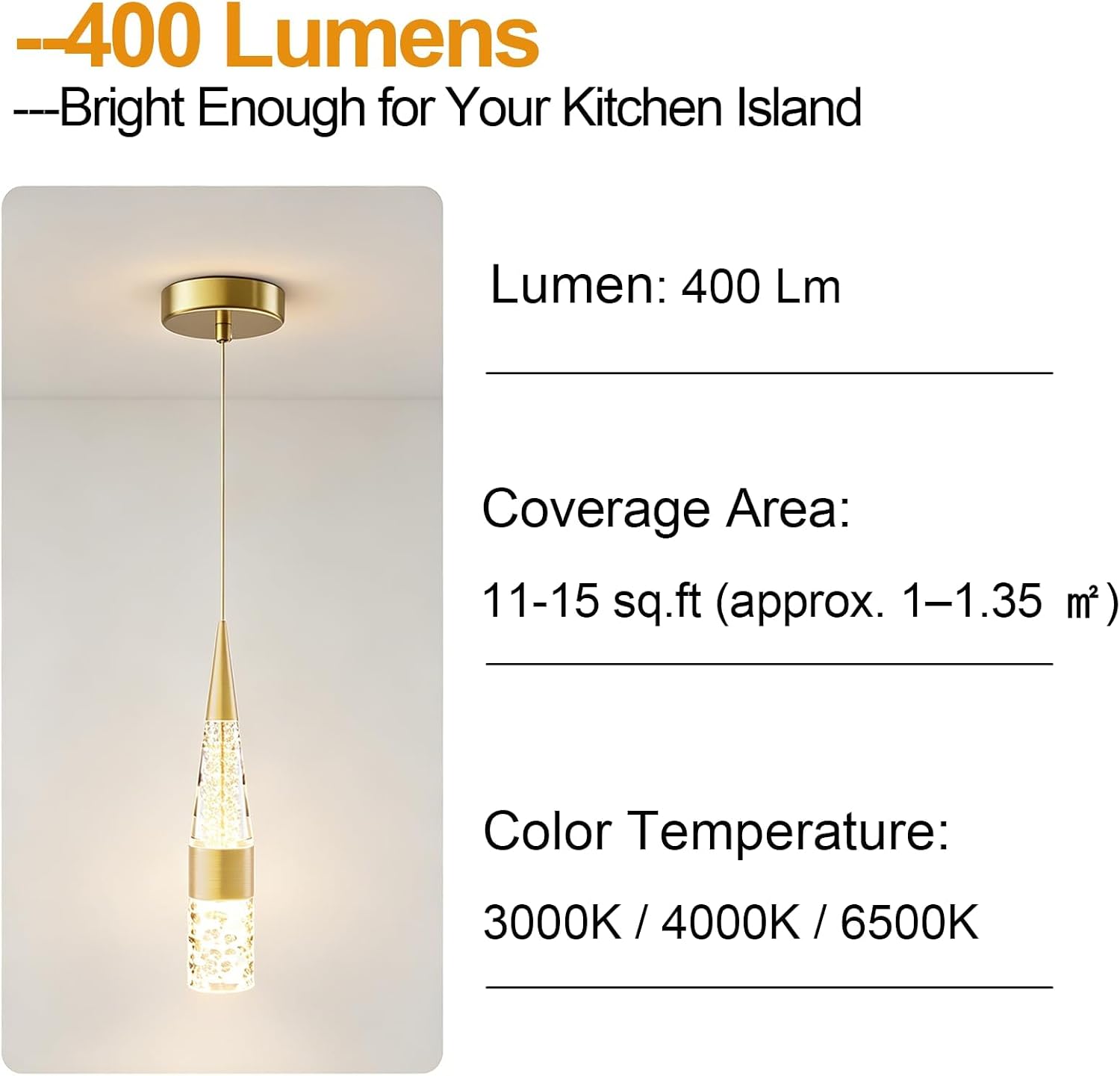Dimmable Gold Crystal Adjustable LED Pendant Light