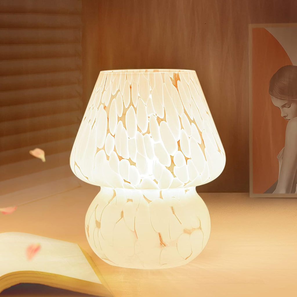 Cute Dimmable Glass Mushroom Bedside Lamp