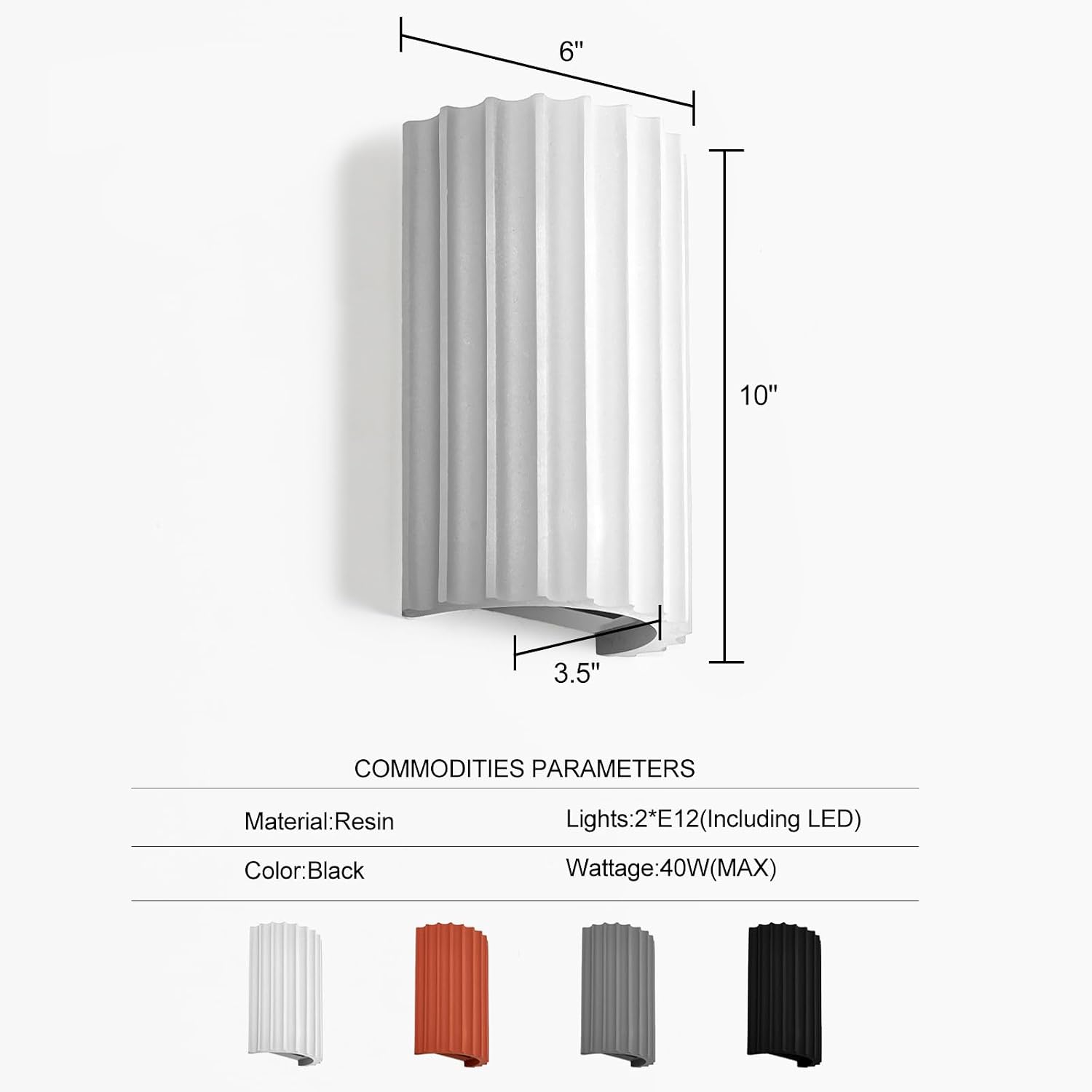 Up Down White Resin LED Hardwired Wall Sconces