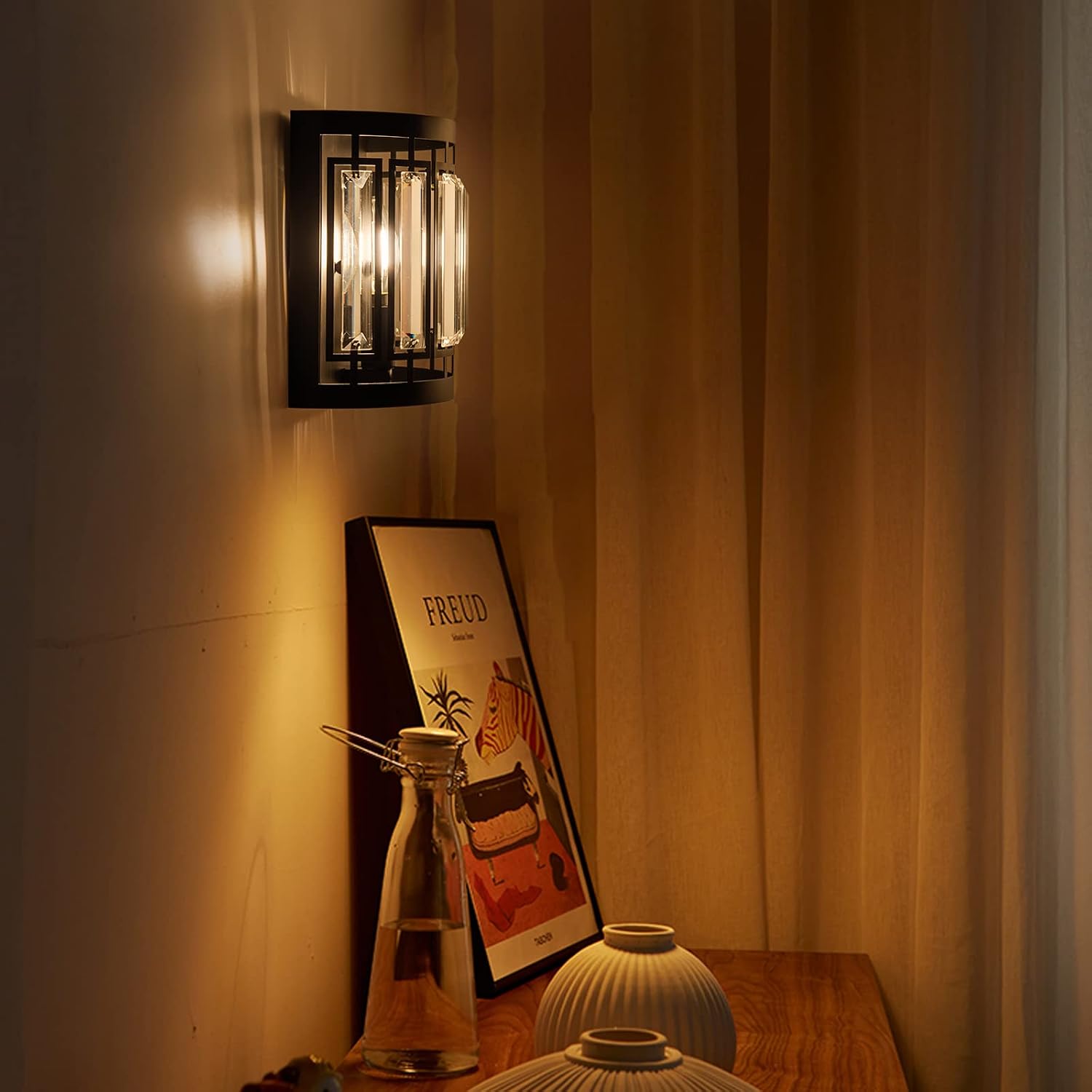 K9 Crystal Black Modern Bedroom Wall Sconce