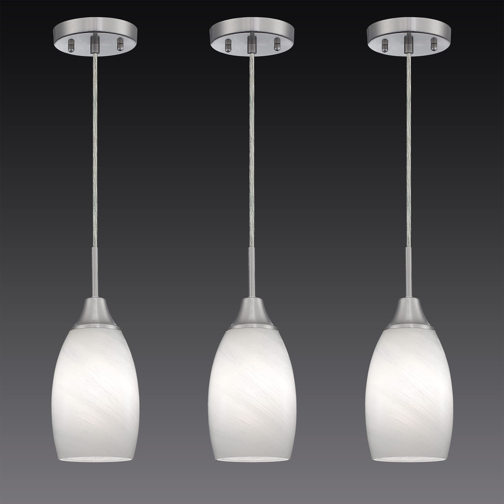 Handblown Swirl Glass 4.72" White Mini Pendant Light