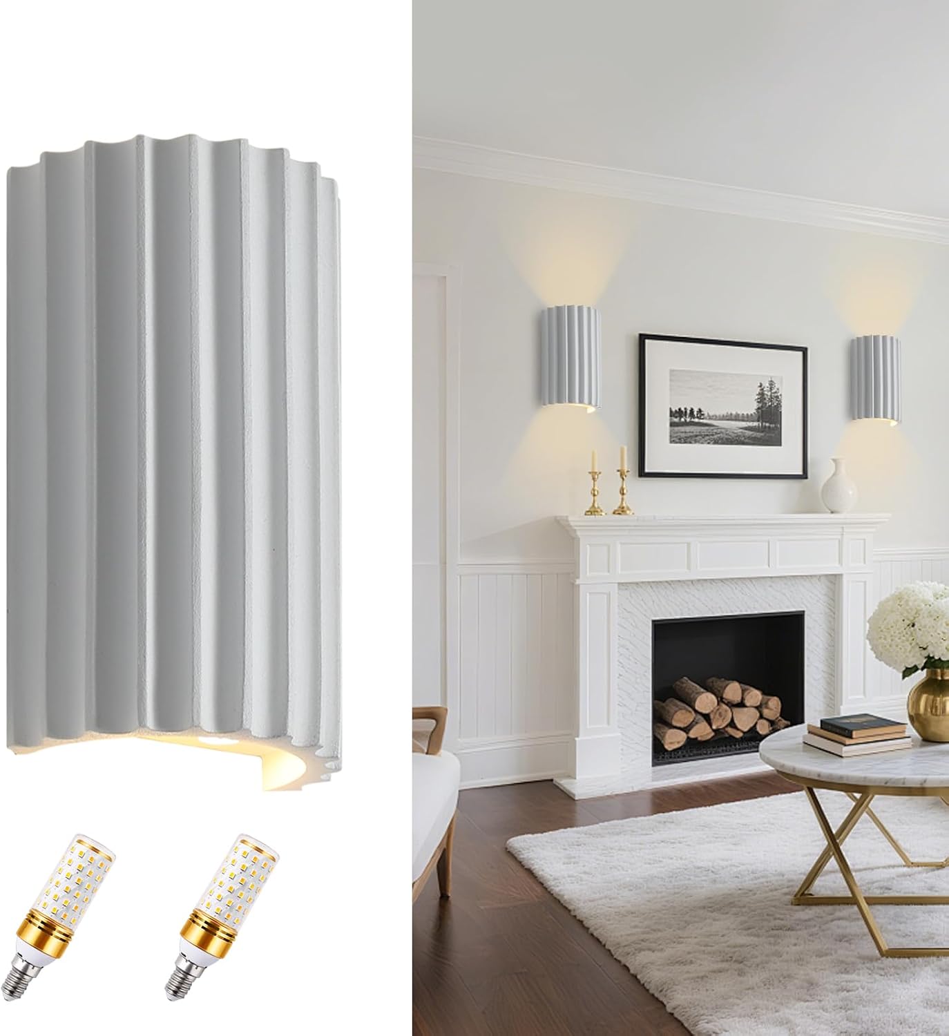 Up Down White Resin LED Hardwired Wall Sconces