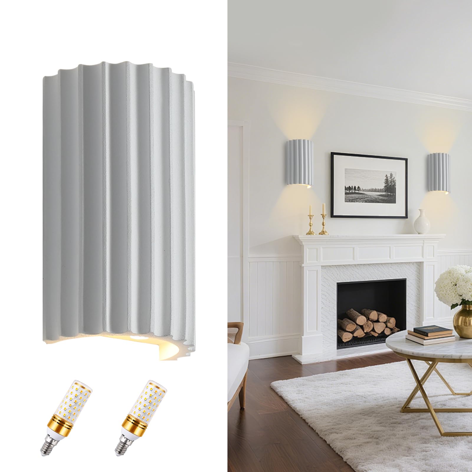 Up Down White Resin LED Hardwired Wall Sconces