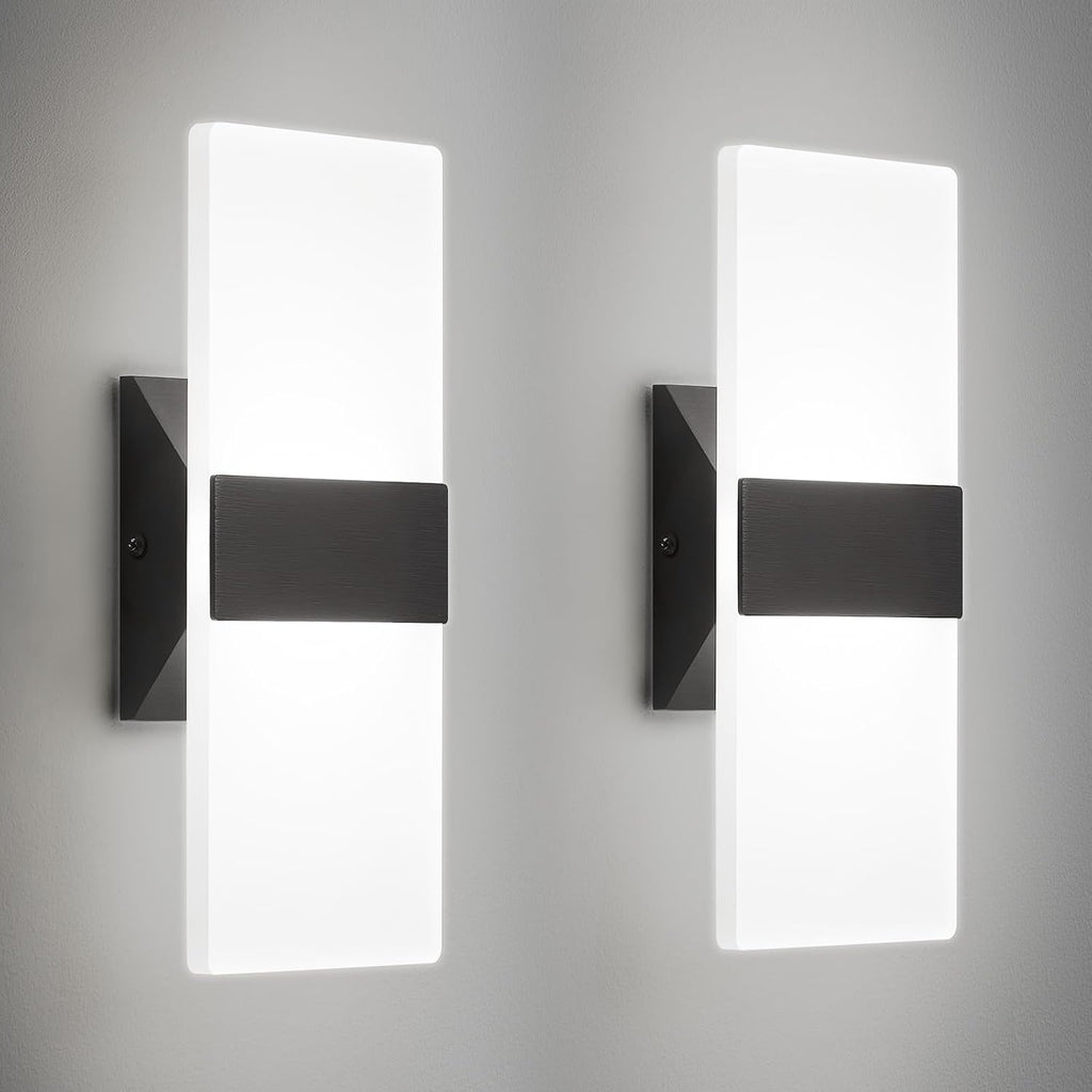 Dimmable 5CCT Black Acrylic LED Wall Sconces Set Two