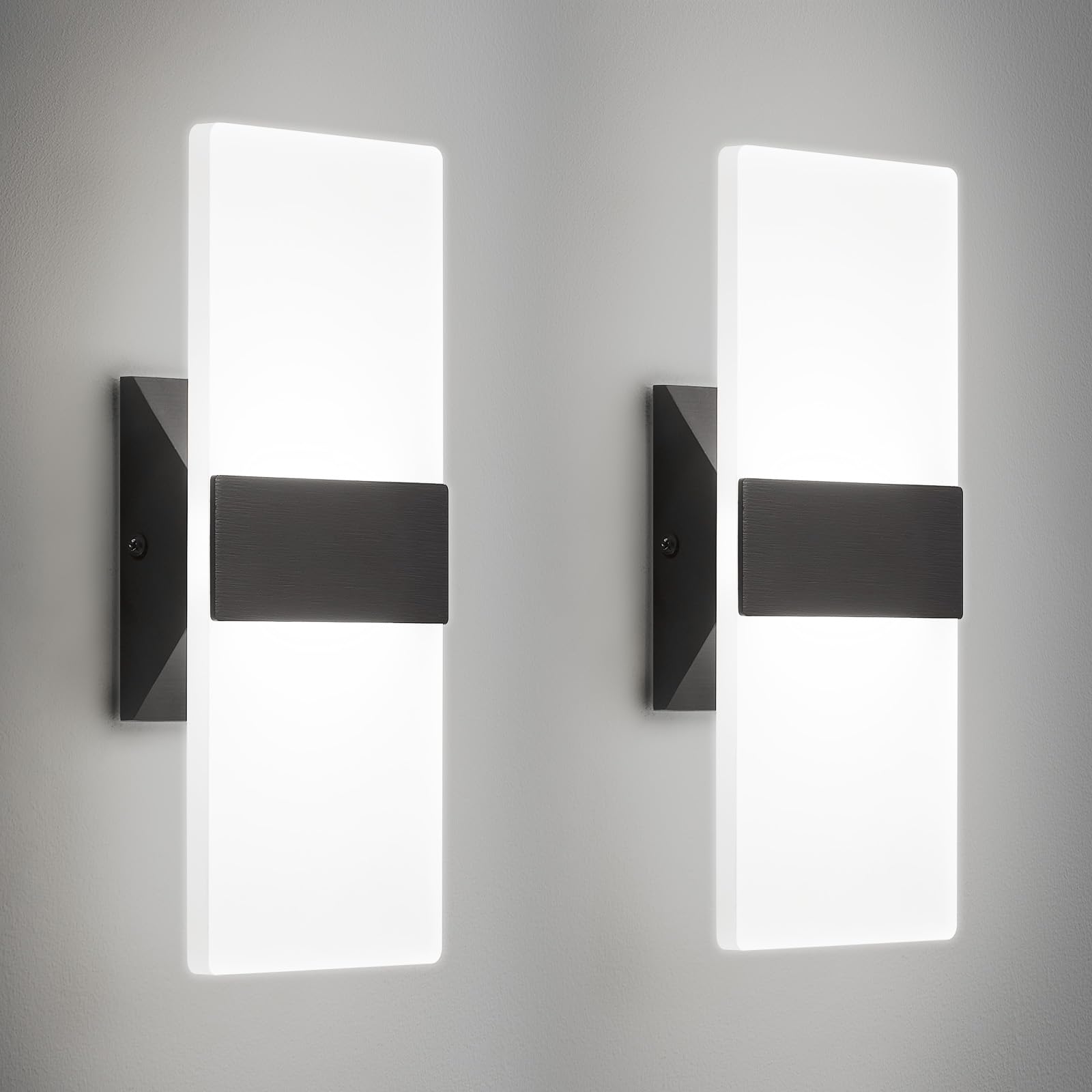 Dimmable 5CCT Black Acrylic LED Wall Sconces Set Two