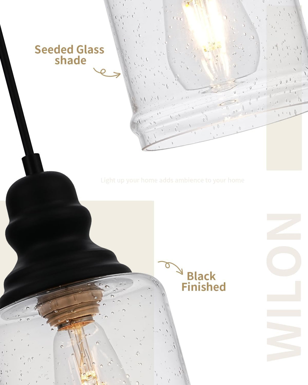 Seeded Glass 5.5 Inch Adjustable Farmhouse Pendant Lights