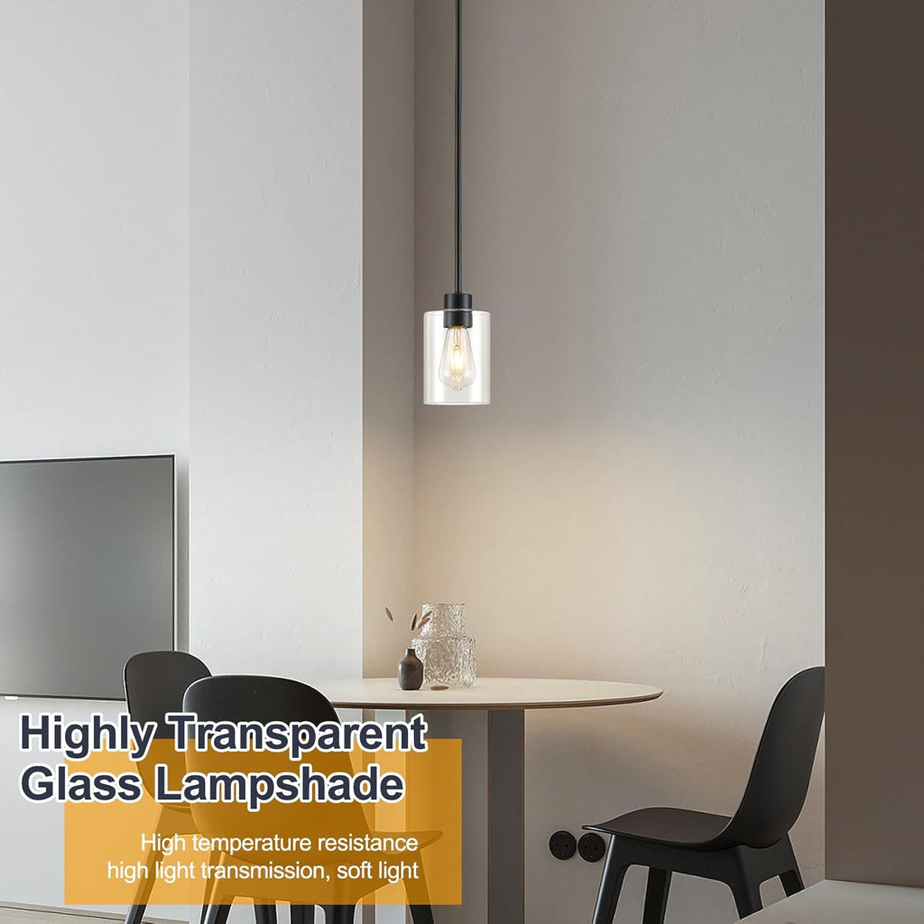 Modern Farmhouse Clear Glass Adjustable Black Pendant Lights