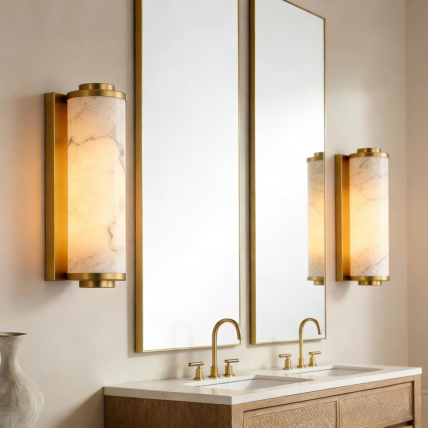 Gold Alabaster 3000K LED Indoor Outdoor Wall Sconce
