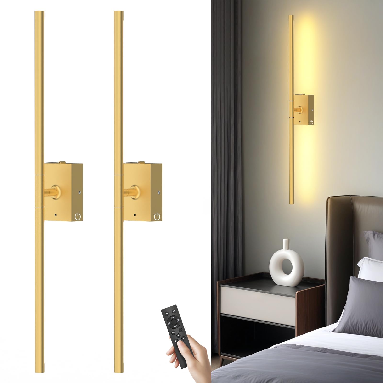 Rotatable Remote Dimmable Rechargeable Wall Sconces
