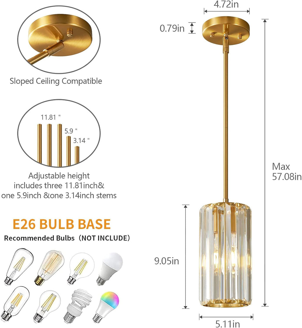Adjustable Gold Crystal Mini Modern Pendant Lights