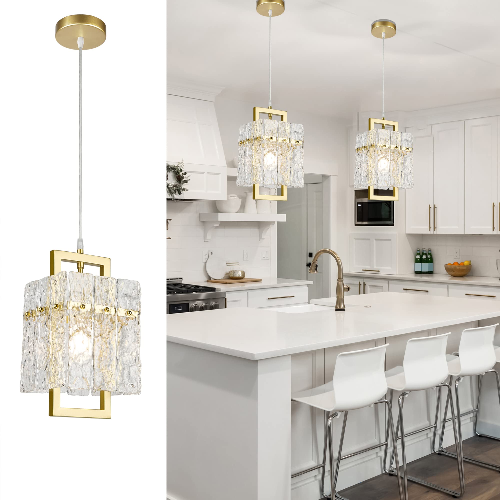 Water Ripple Crystal Adjustable Black Pendant Light