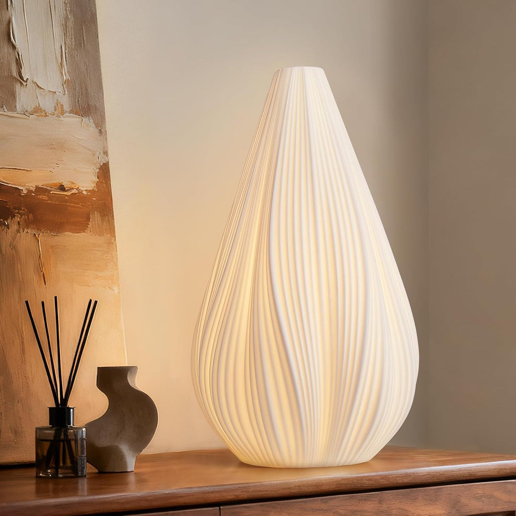 Dimmable White Ceramic Handcrafted Bedside Lamp