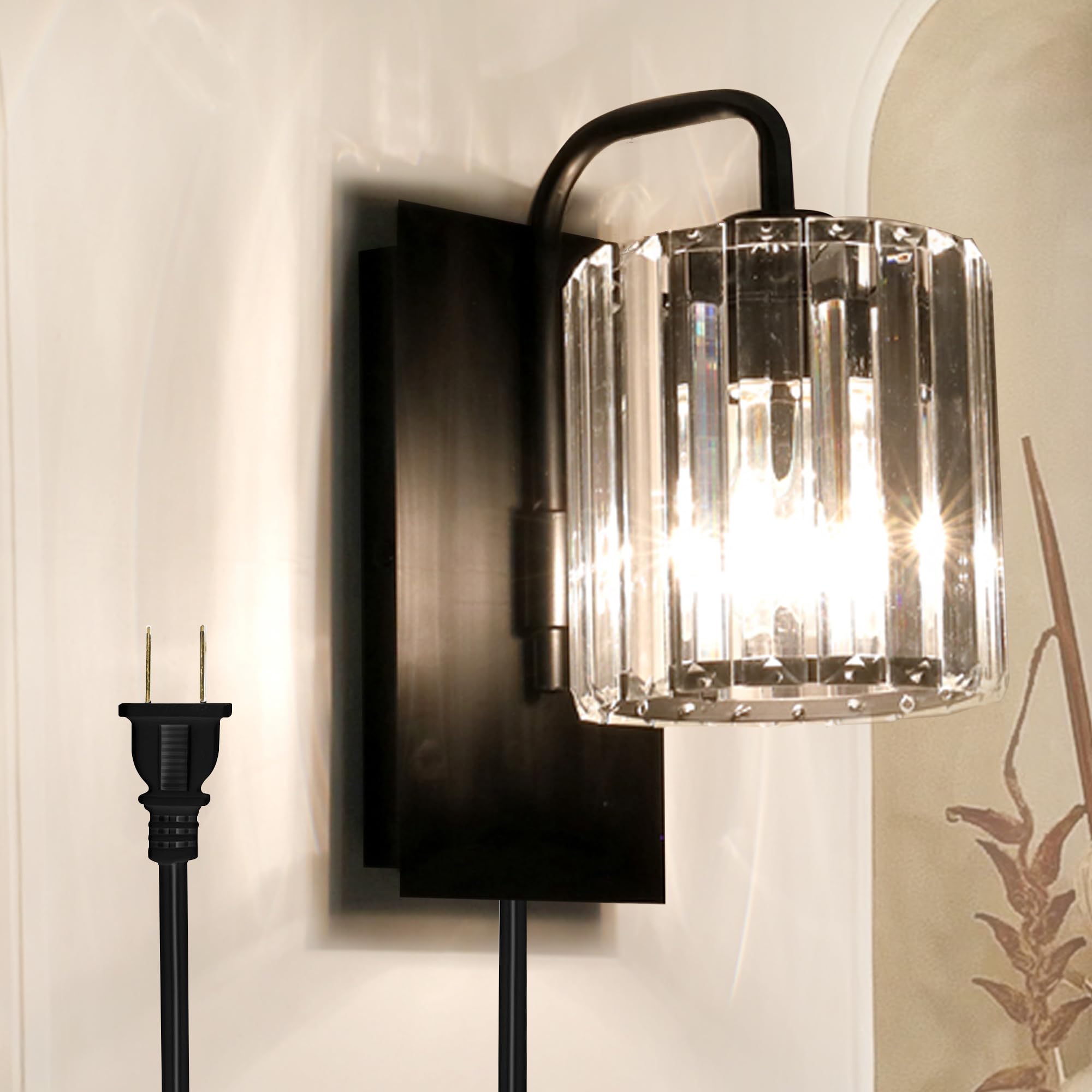 Black Crystal Modern Indoor LED Wall Sconce 10 Inch