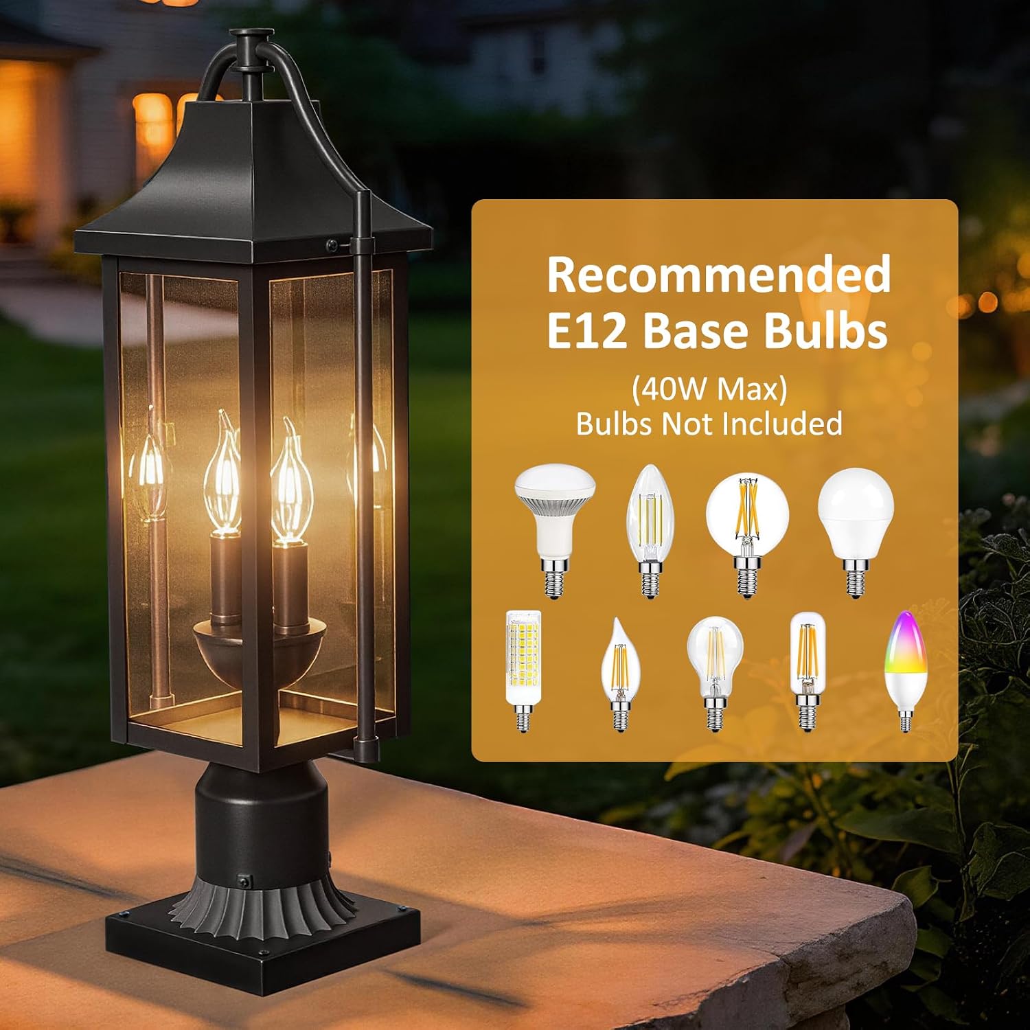23 Inch Modern Waterproof Outdoor Post Lantern