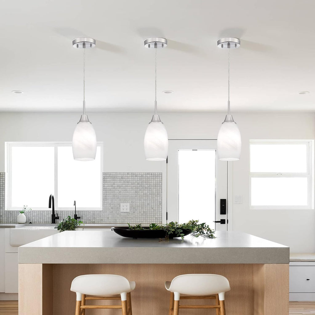 Handblown Swirl Glass 4.72" White Mini Pendant Light