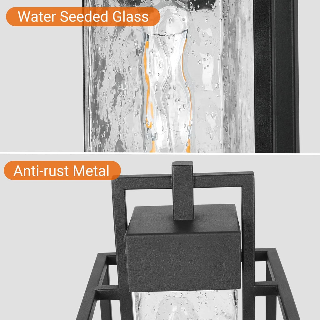 Black Water Glass Dusk Dawn Outdoor Post Lamp