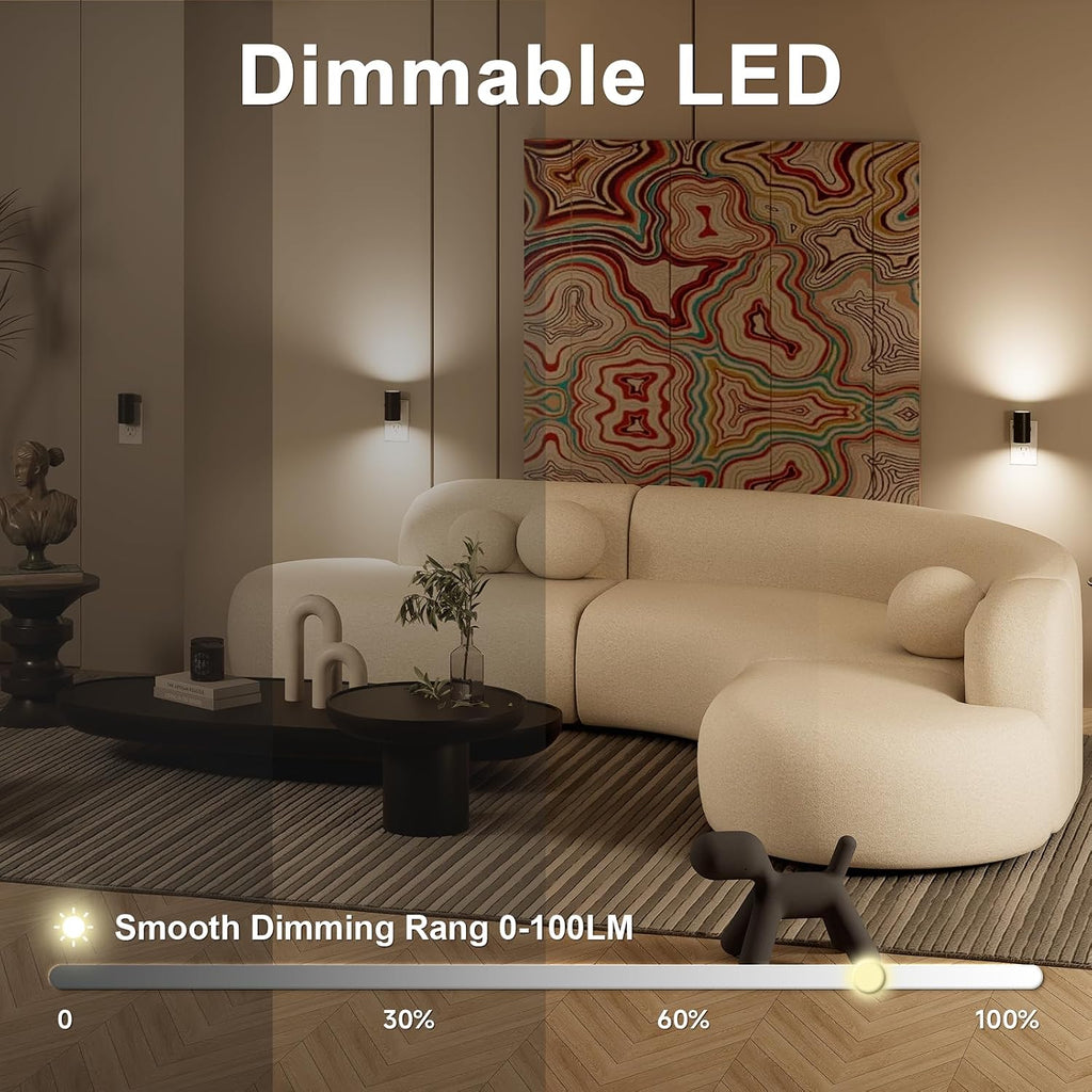 Dimmable Sensor 3-Color Slim Plug-In Black Night Lights